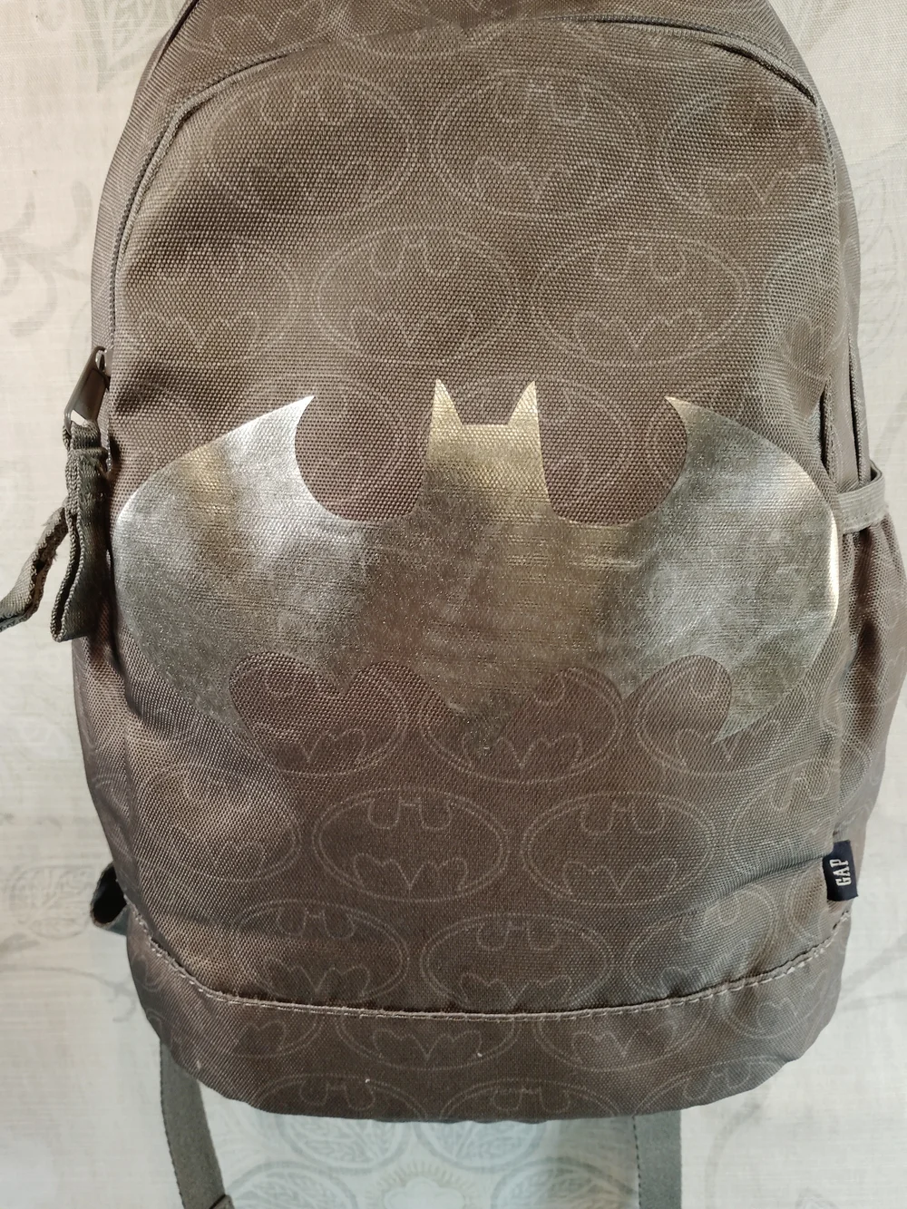 Gap Kids Grey Batman Backpack w/ Silver Logo
